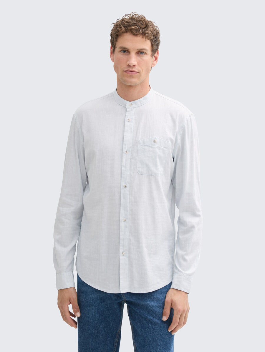 camicia basic fit con colletto alla coreana