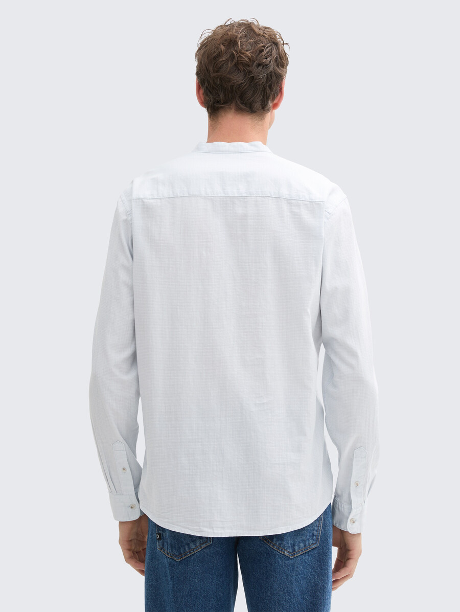 camicia basic fit con colletto alla coreana