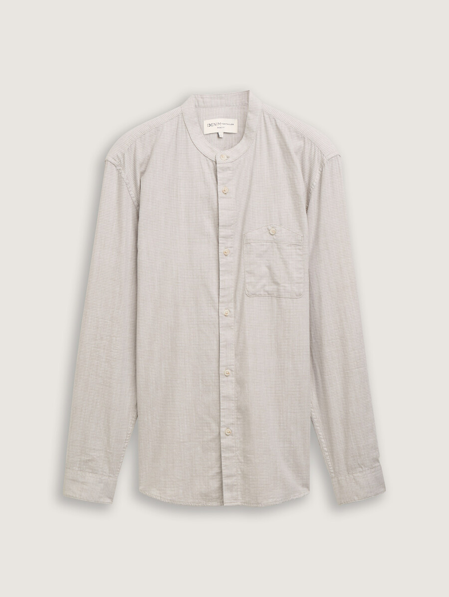 camicia basic fit con colletto alla coreana
