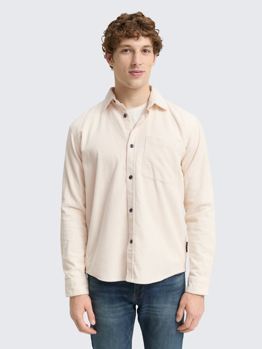 camicia in velluto a coste dalla vestibilità comoda con taschino sul petto