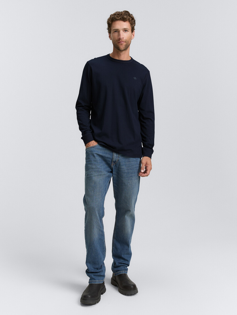 camicia basica a maniche lunghe in cotone