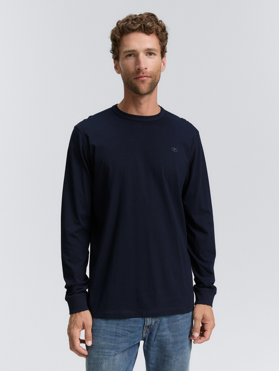 camicia basica a maniche lunghe in cotone