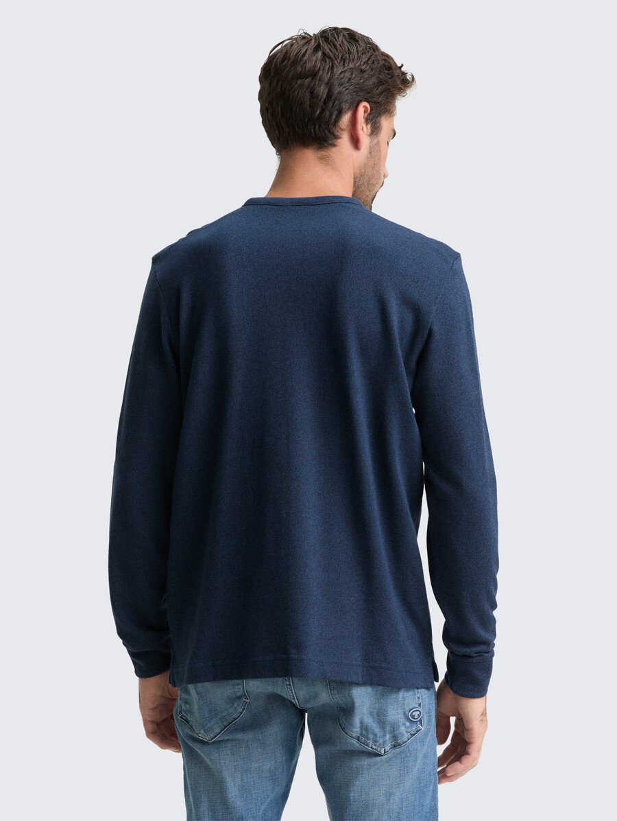 camicia henley in cotone a maniche lunghe