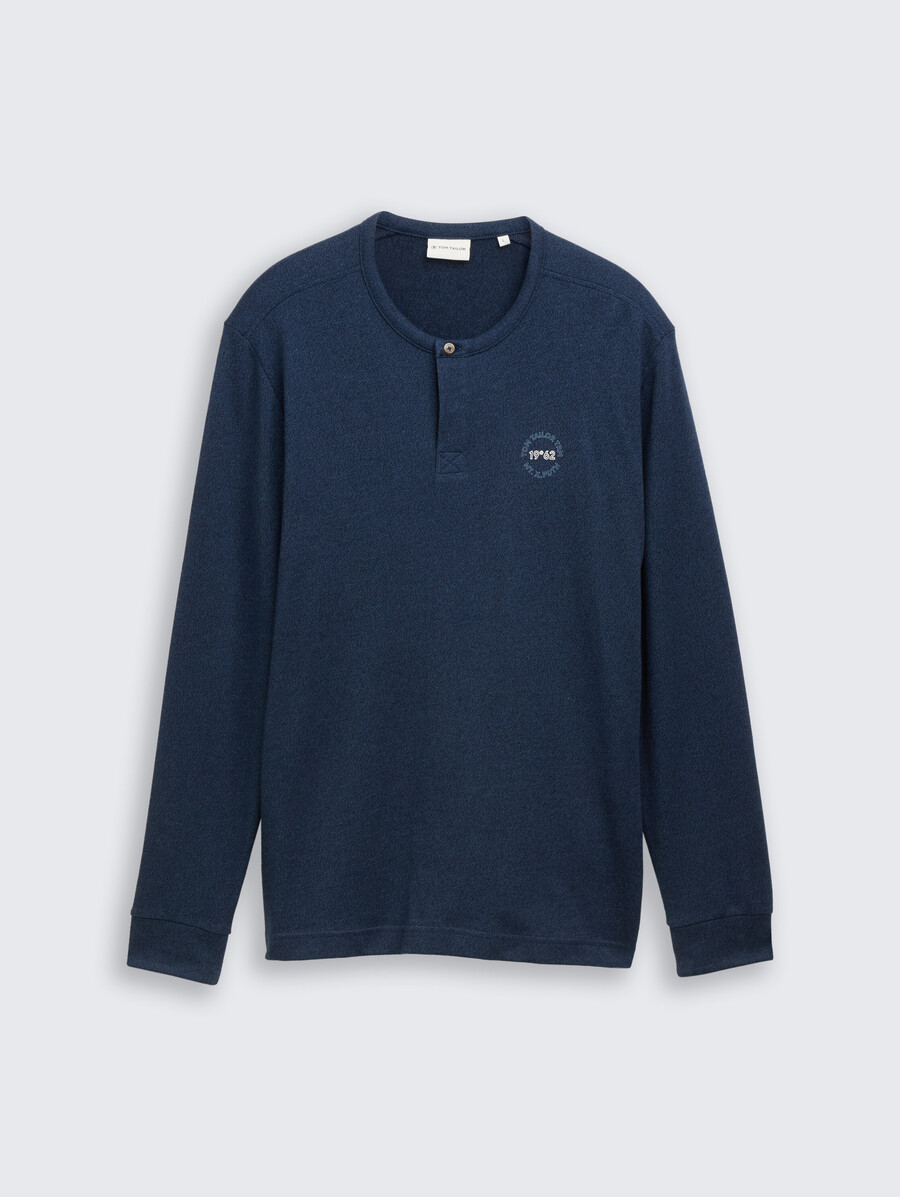 camicia henley in cotone a maniche lunghe