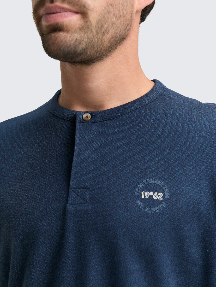 camicia henley in cotone a maniche lunghe