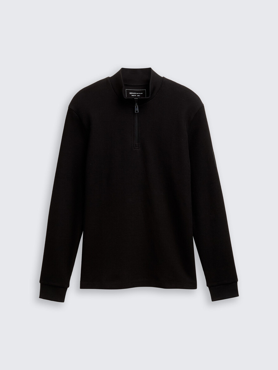 maglia a maniche lunghe troyer con trama a coste