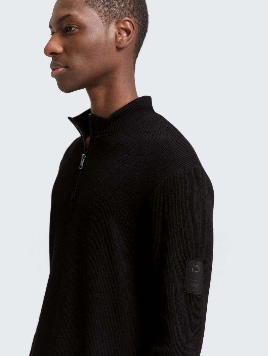 maglia a maniche lunghe troyer con trama a coste