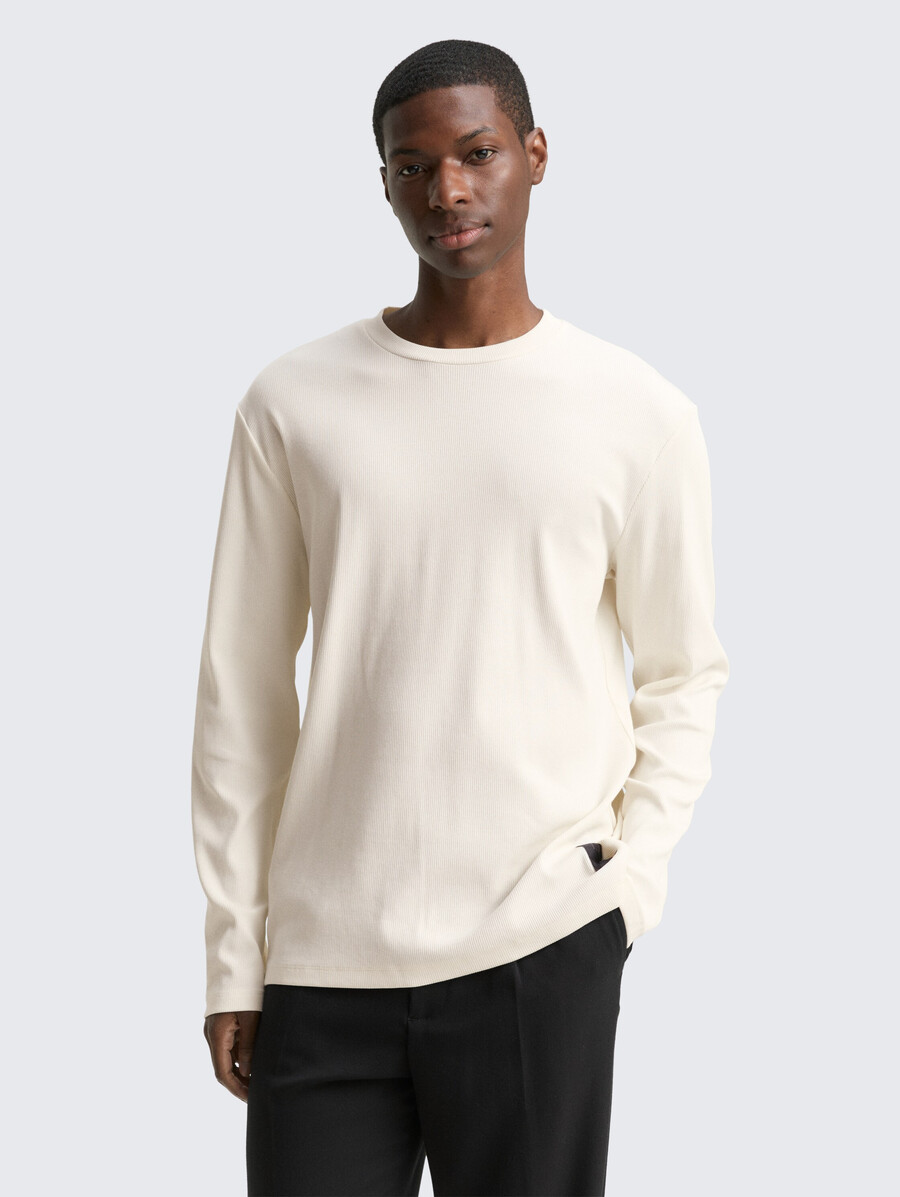maglia a maniche lunghe con trama a coste