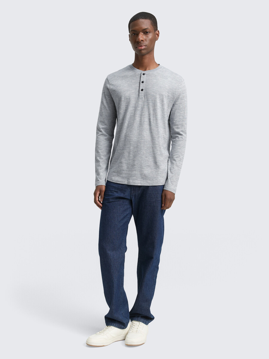 camicia a maniche lunghe henley in look mélange