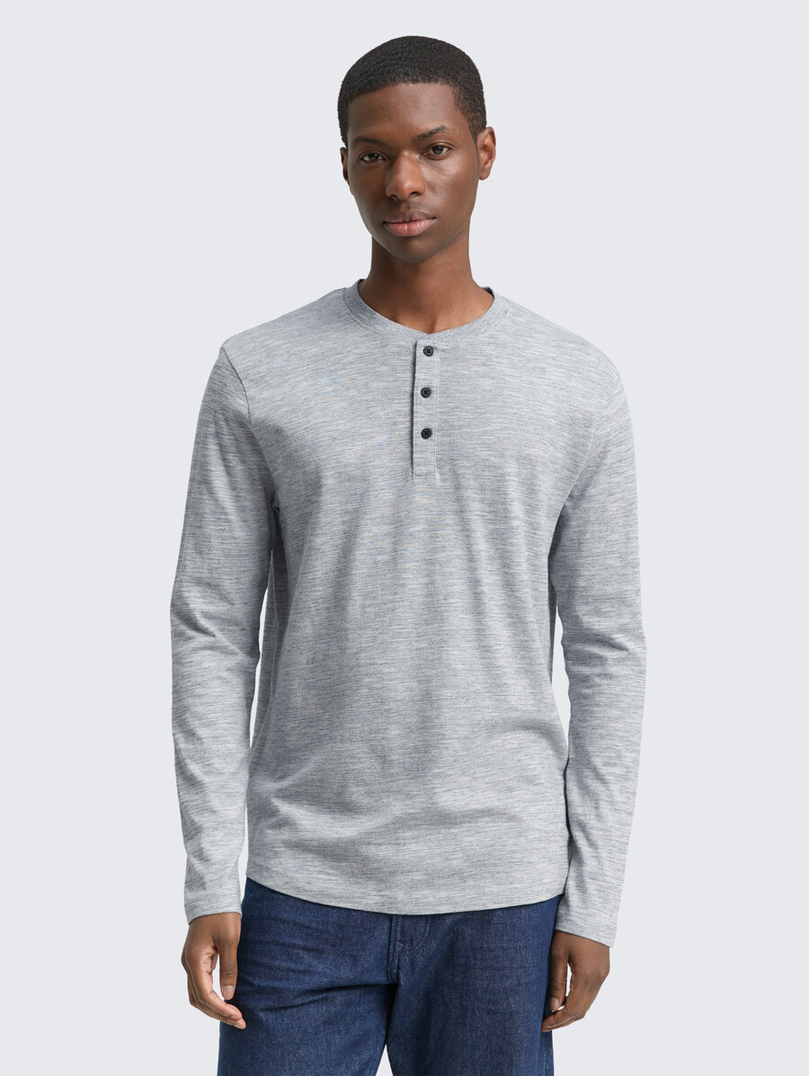 camicia a maniche lunghe henley in look mélange