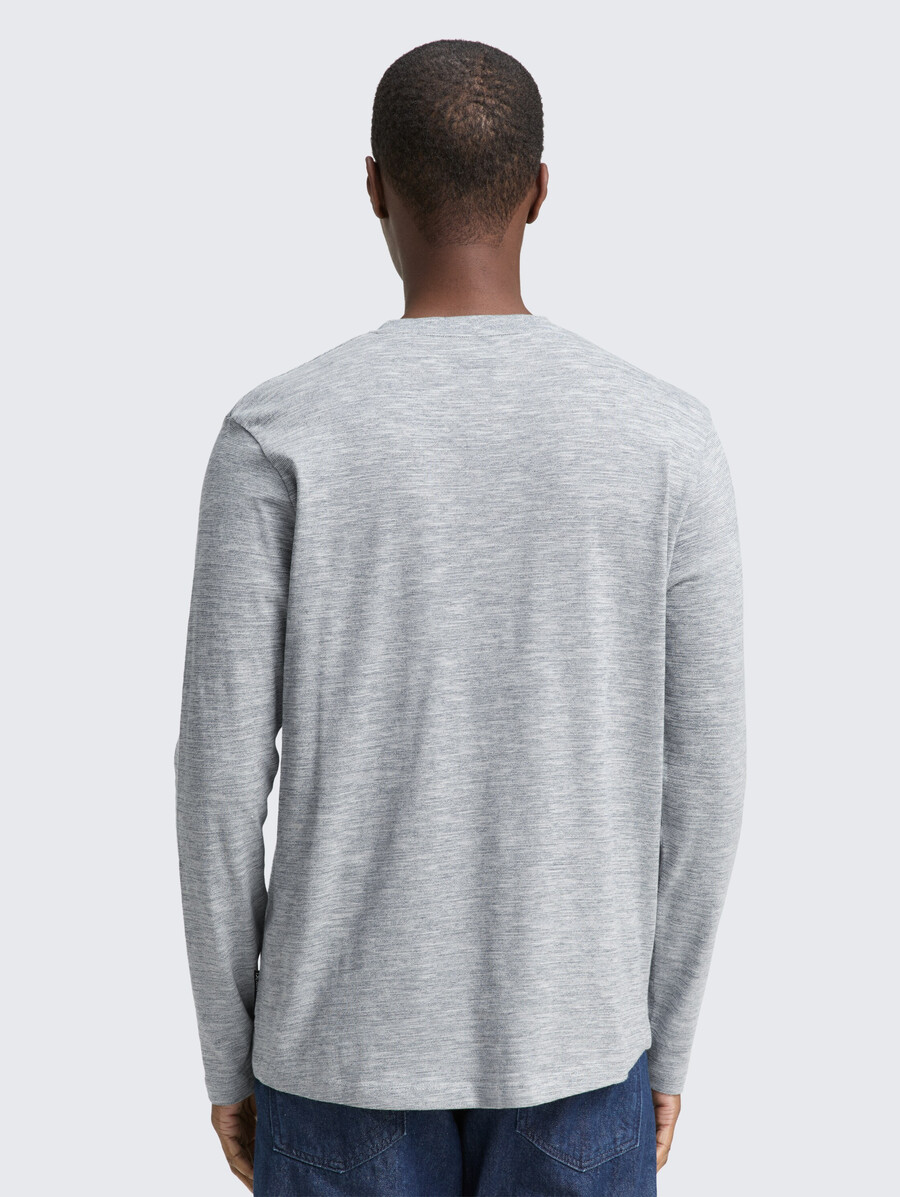 camicia a maniche lunghe henley in look mélange