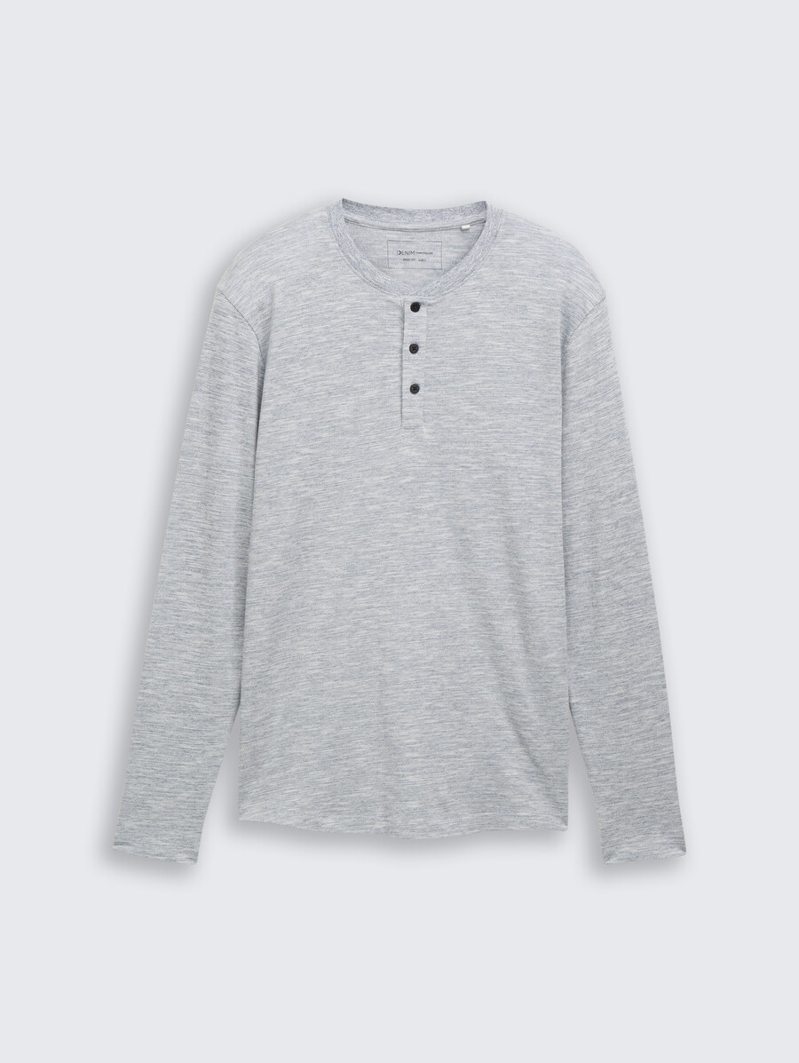 camicia a maniche lunghe henley in look mélange
