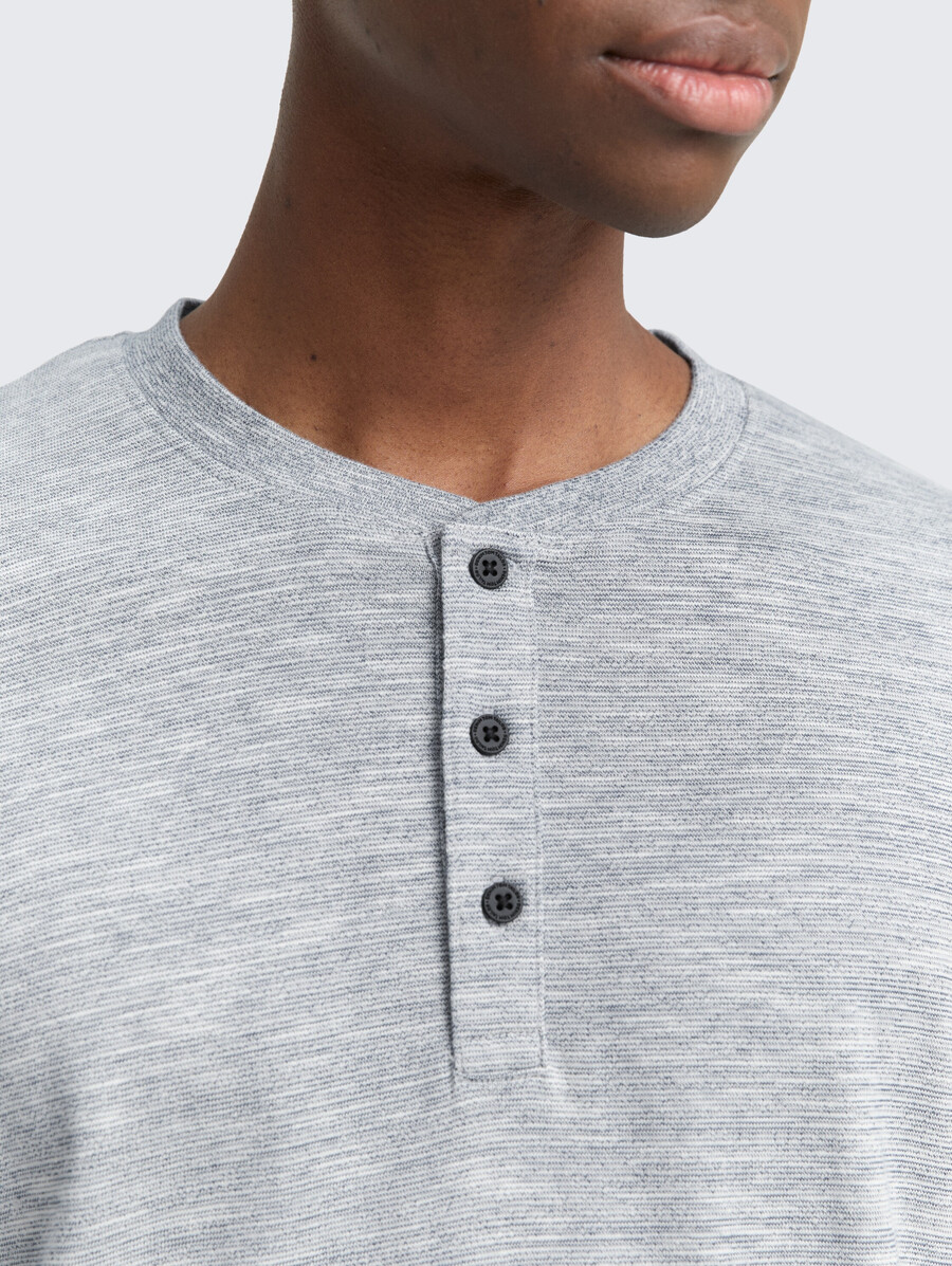 camicia a maniche lunghe henley in look mélange