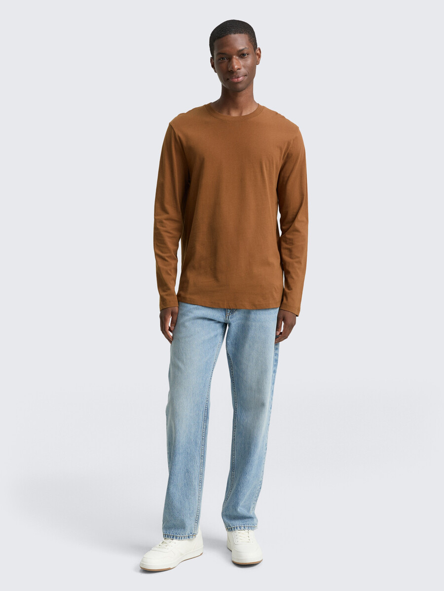 camicia basica a maniche lunghe in cotone