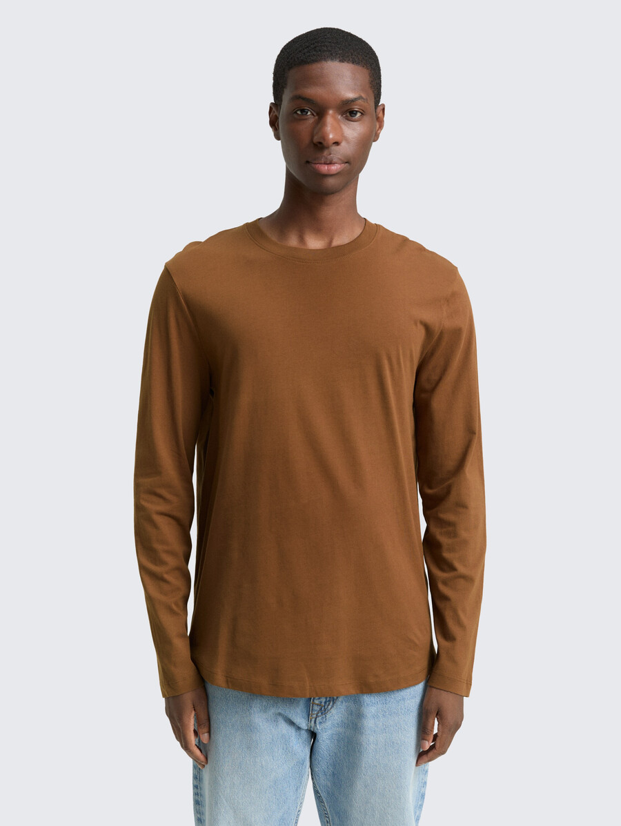 camicia basica a maniche lunghe in cotone