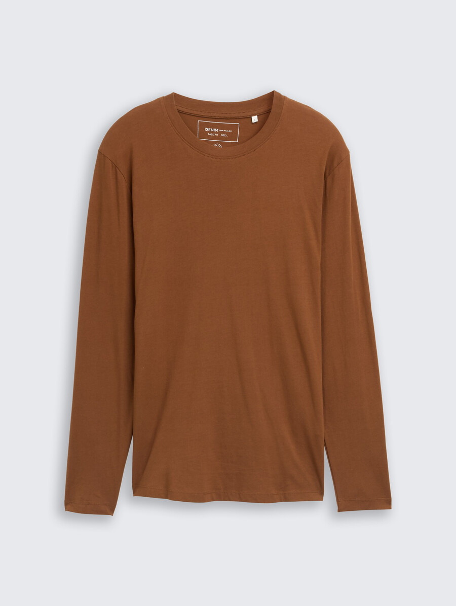 camicia basica a maniche lunghe in cotone