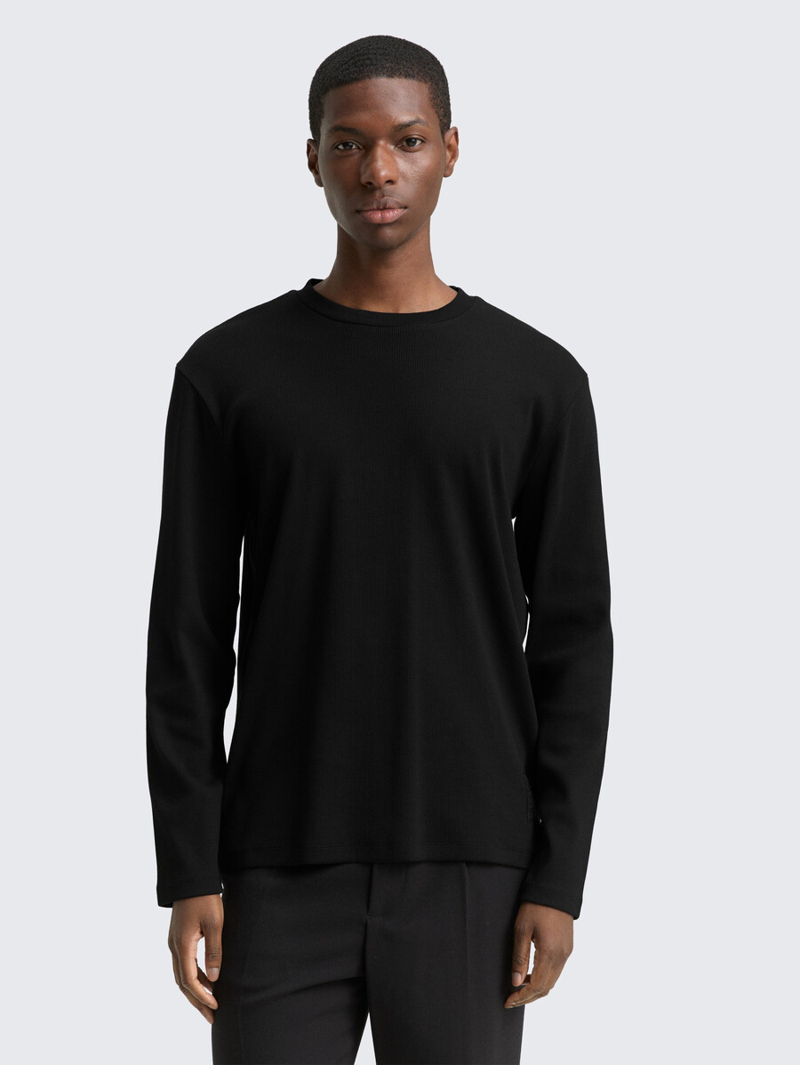 maglia a maniche lunghe con trama a coste