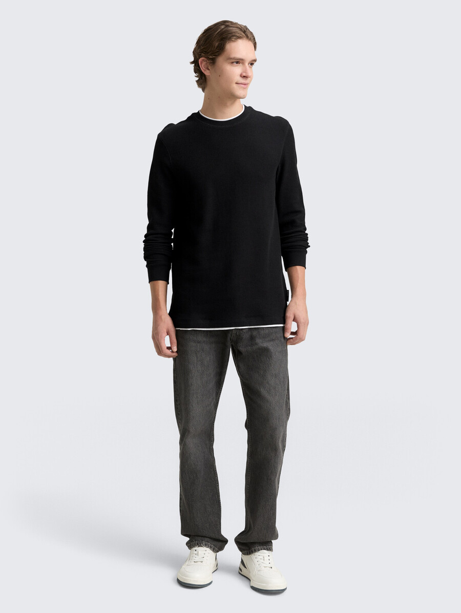 maglia a maniche lunghe con look 2 in 1