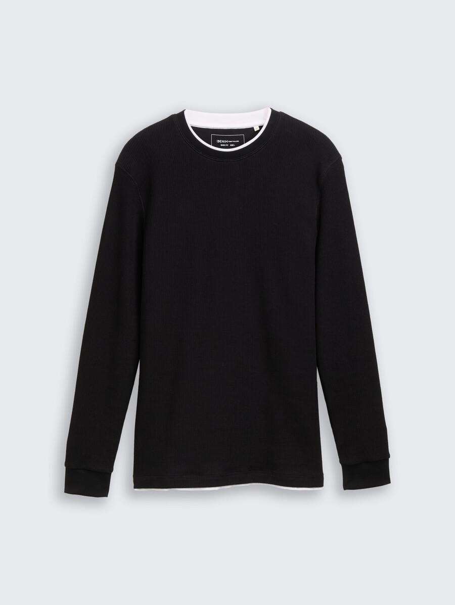 maglia a maniche lunghe con look 2 in 1