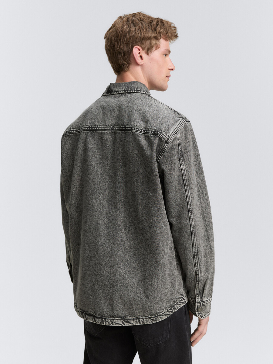 camicia in denim overshirt con taschino sul petto