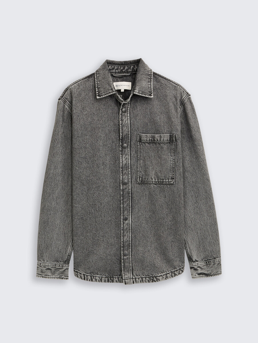 camicia in denim overshirt con taschino sul petto
