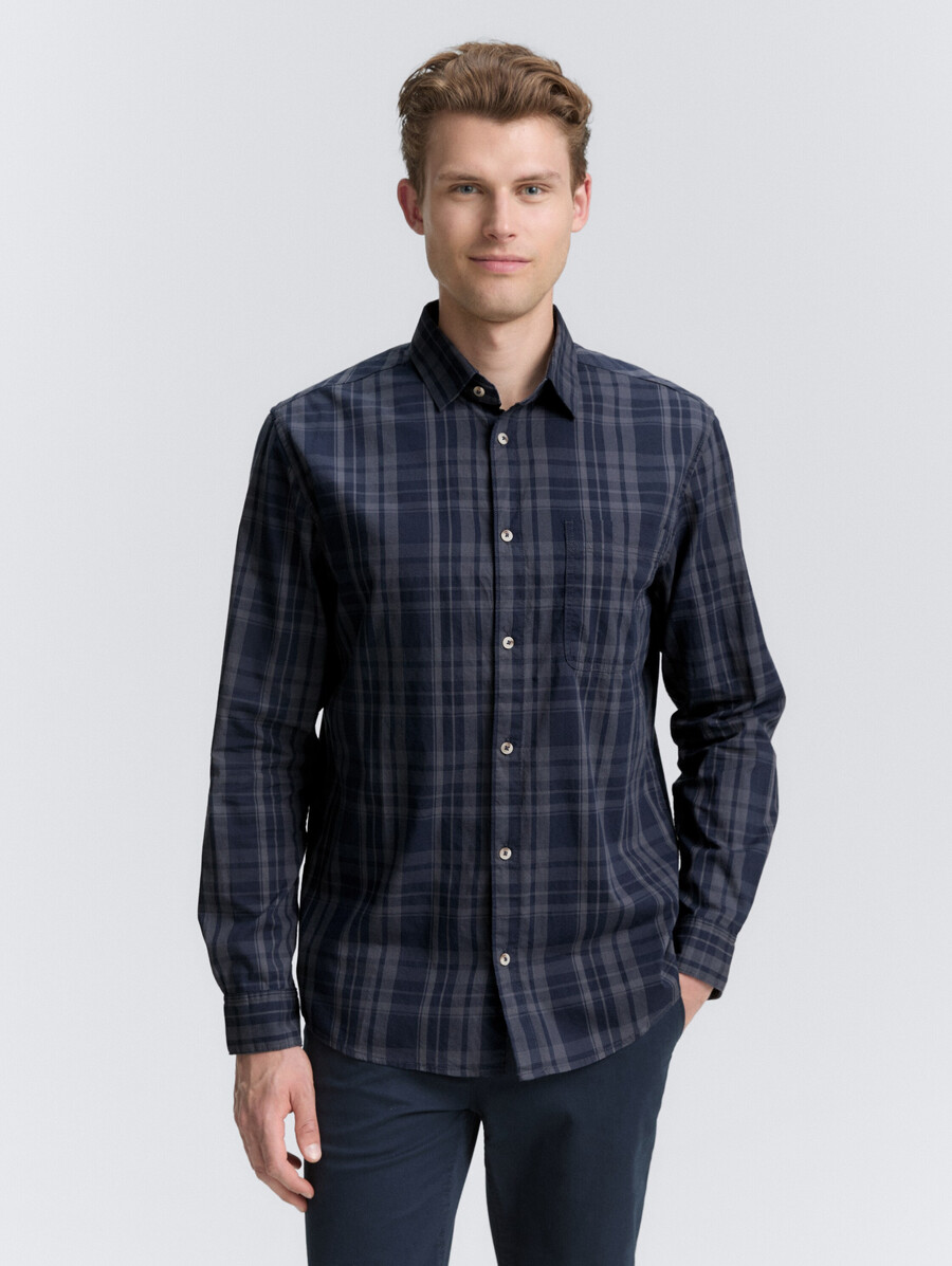 camicia regular fit con motivo a quadri