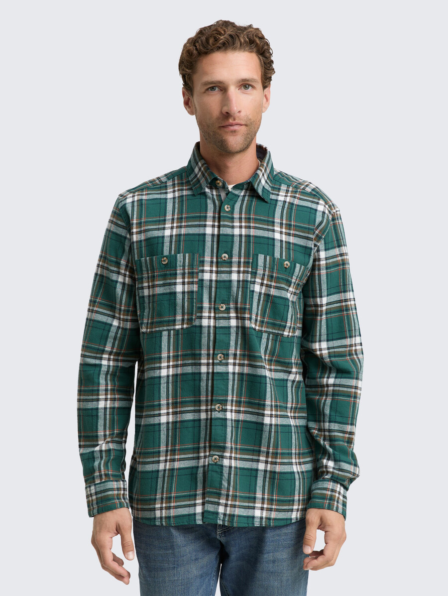 camicia in flanella dalla vestibilità comoda con motivo a quadri