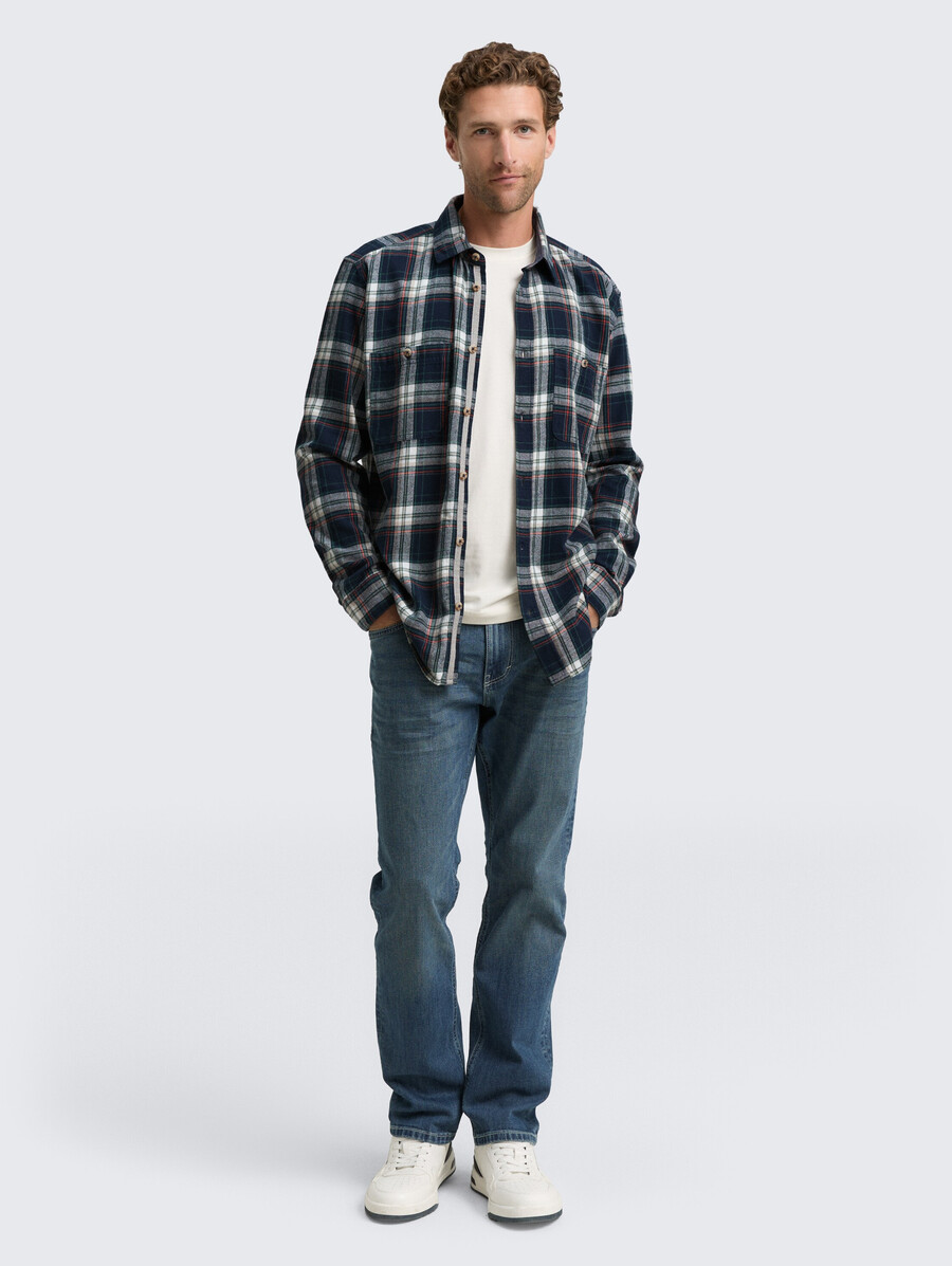 camicia in flanella dalla vestibilità comoda con motivo a quadri
