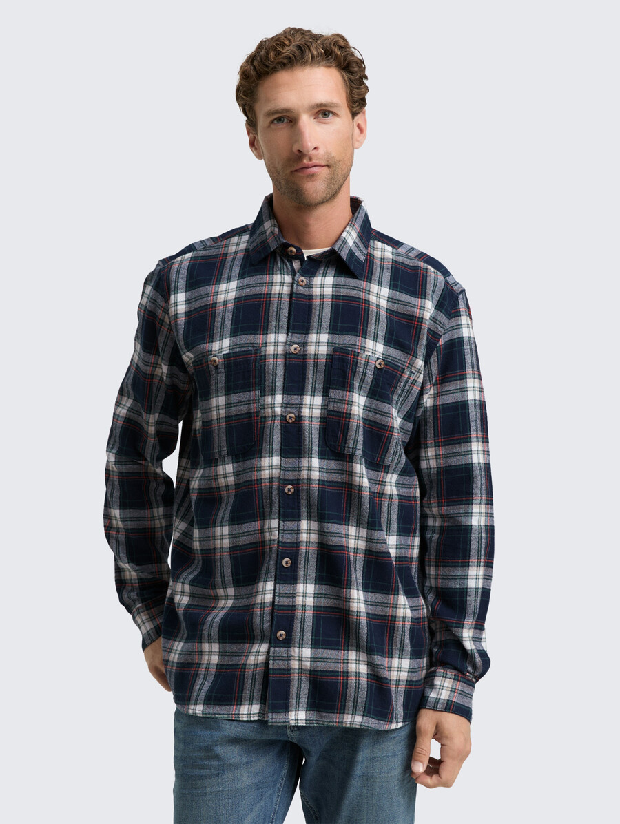 camicia in flanella dalla vestibilità comoda con motivo a quadri