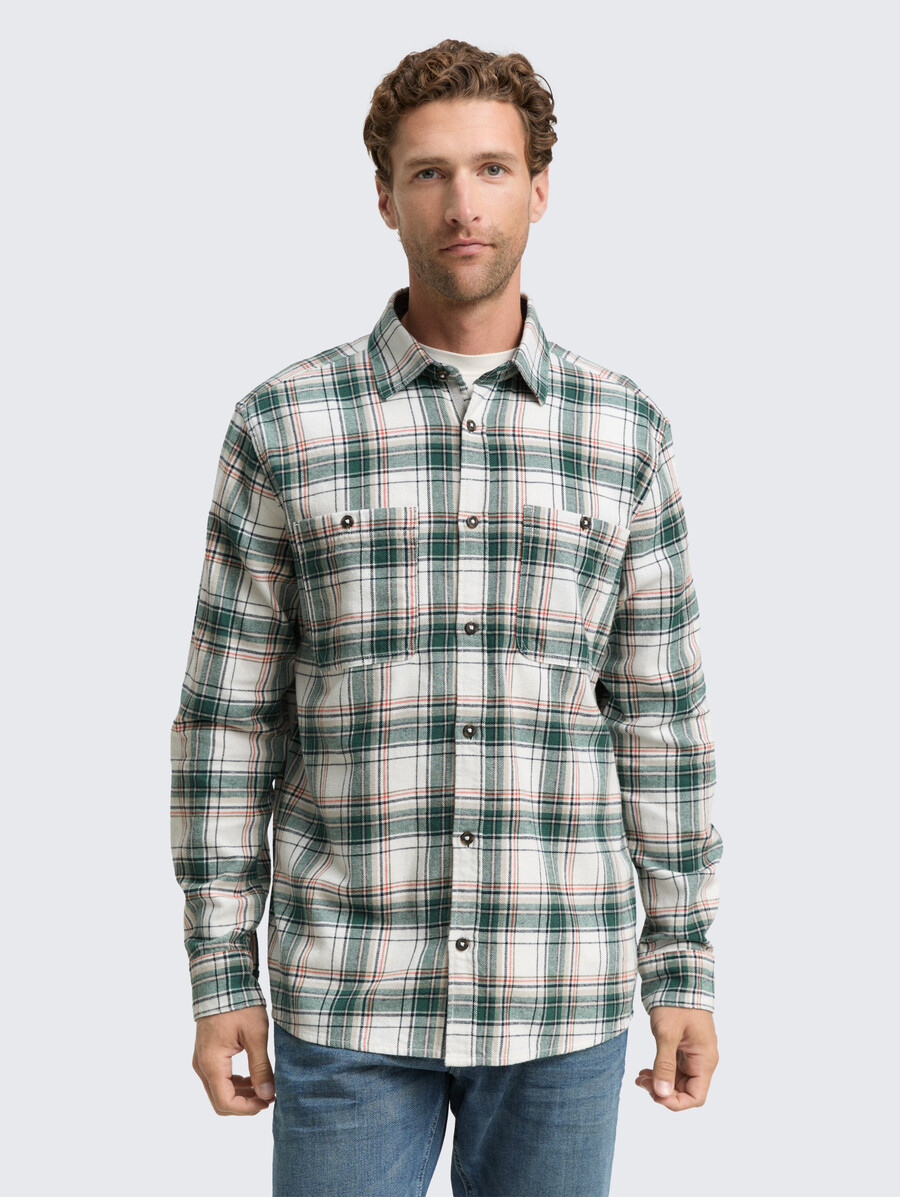 camicia in flanella dalla vestibilità comoda con motivo a quadri