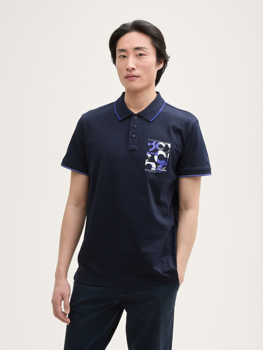 polo con stampa logo in cotone