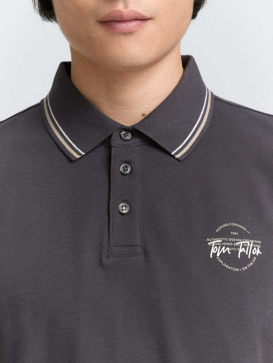 polo in piqué con stampa
