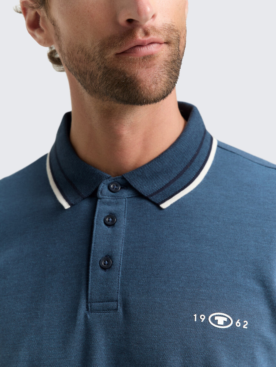 polo a maniche lunghe in piqué con stampa del logo