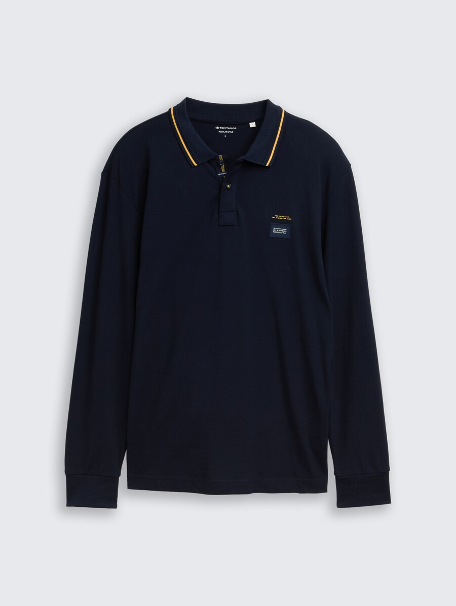 polo a maniche lunghe in piqué con stampa del logo
