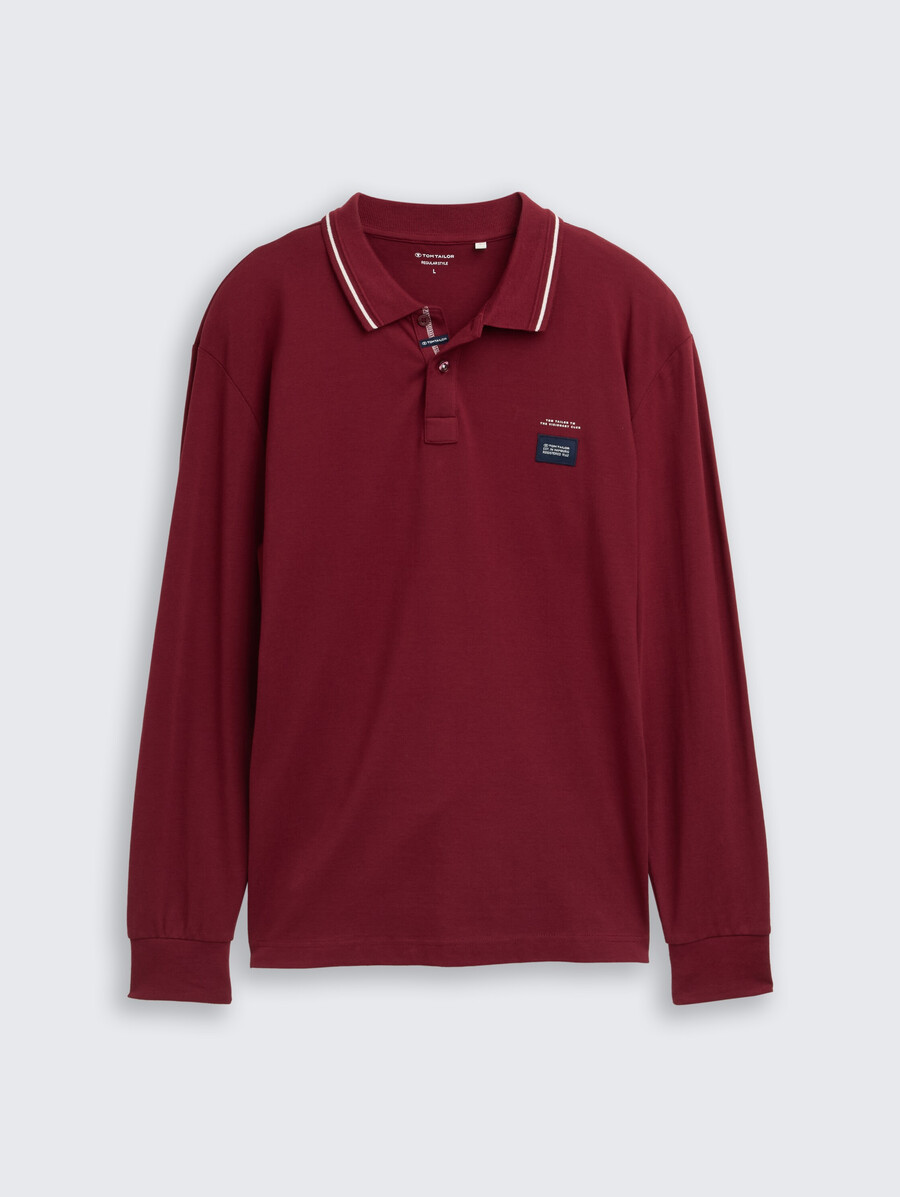 polo a maniche lunghe in piqué con stampa del logo
