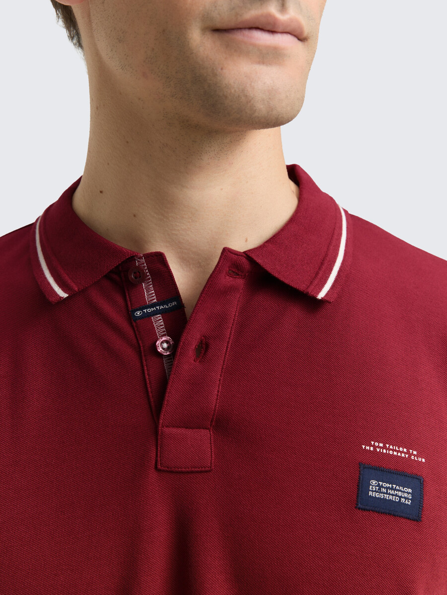 polo a maniche lunghe in piqué con stampa del logo