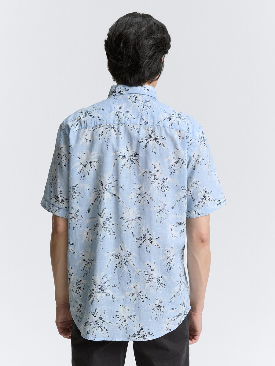 camicia a maniche corte vestibilità regolare con stampa di palme