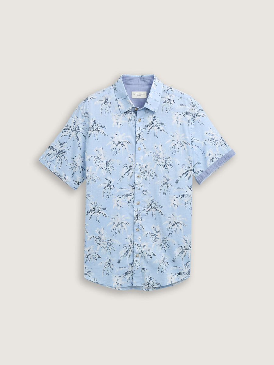 camicia a maniche corte vestibilità regolare con stampa di palme