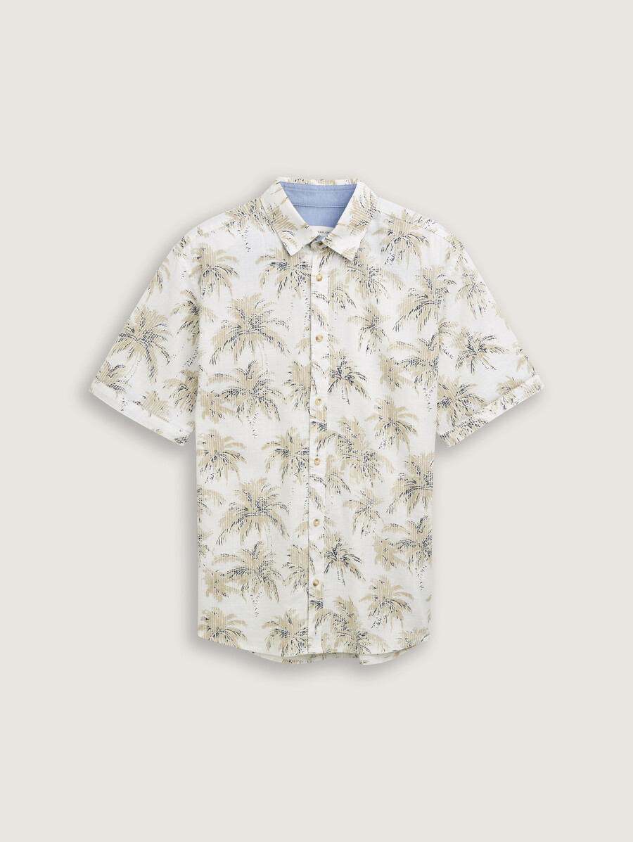 camicia a maniche corte vestibilità regolare con stampa di palme