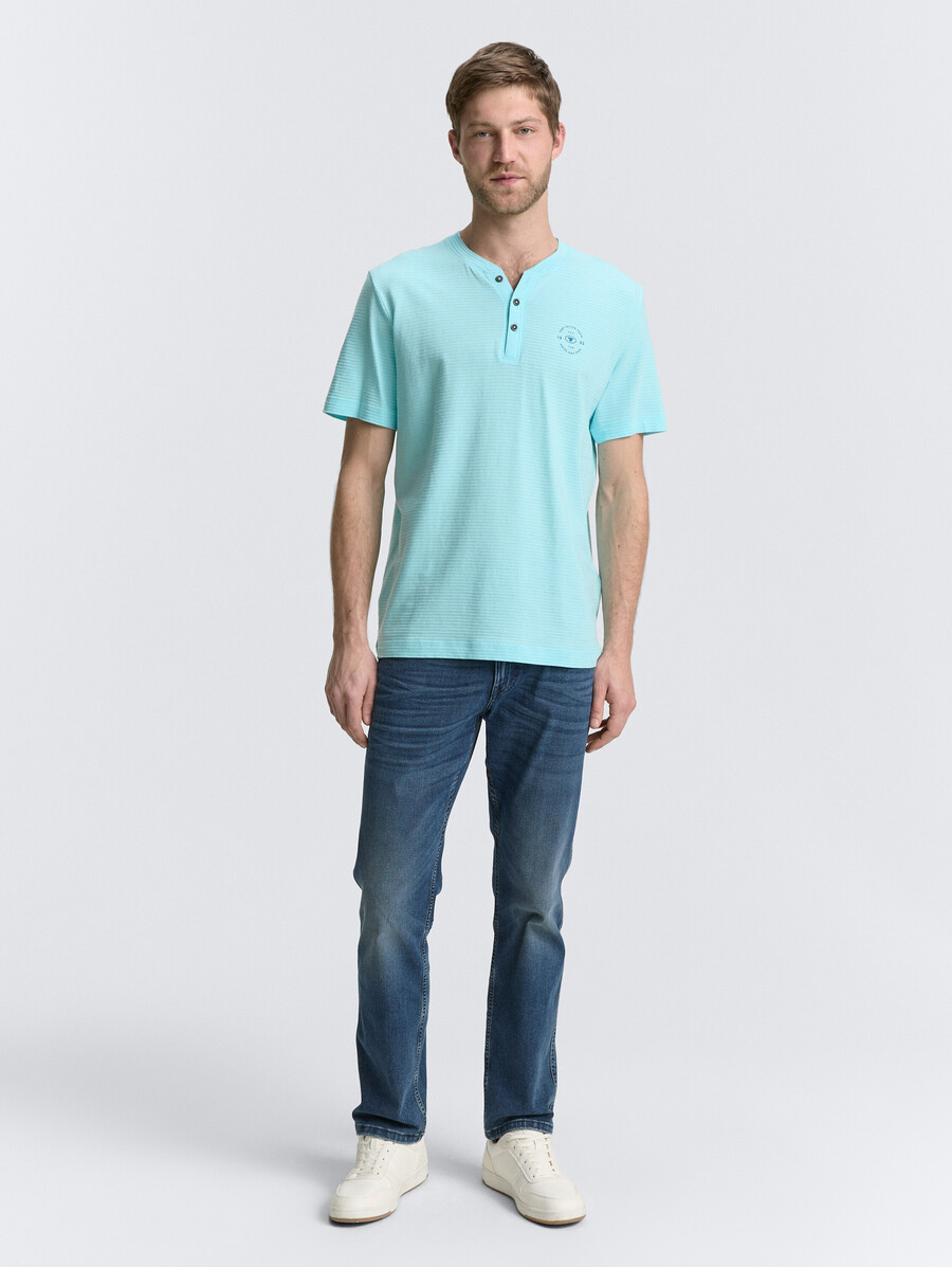 maglietta henley con stampa del logo