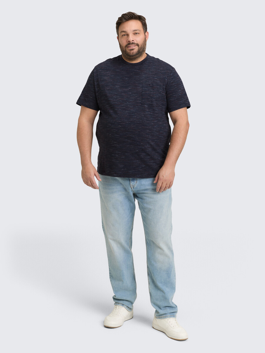 taglie forti - t-shirt effetto melange con taschino sul petto