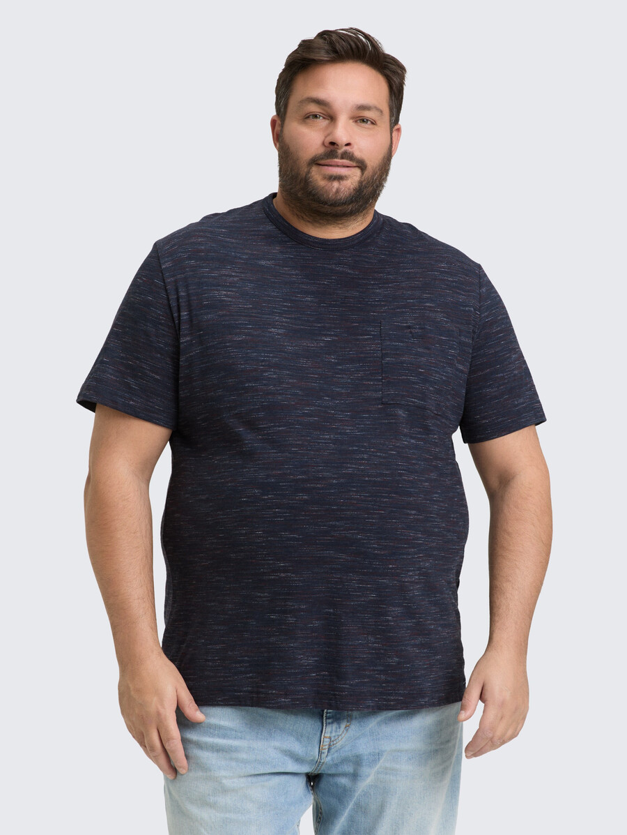 taglie forti - t-shirt effetto melange con taschino sul petto