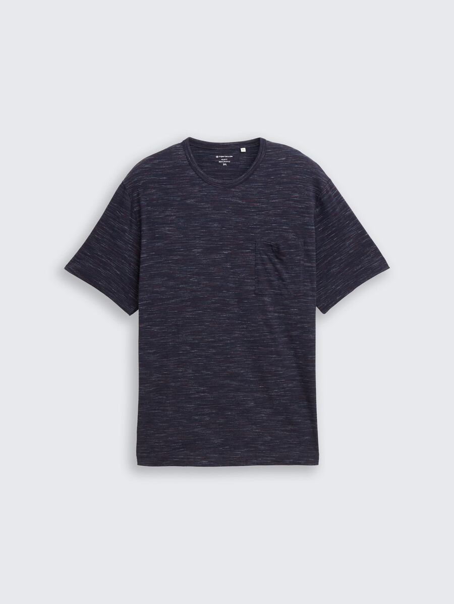 taglie forti - t-shirt effetto melange con taschino sul petto