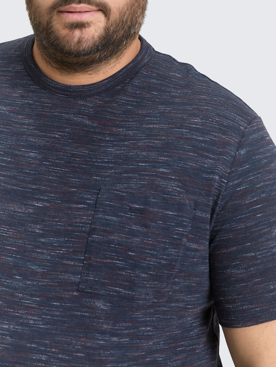 taglie forti - t-shirt effetto melange con taschino sul petto