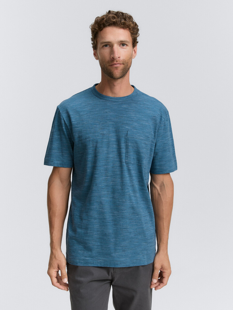 t-shirt in look mélange con taschino sul petto