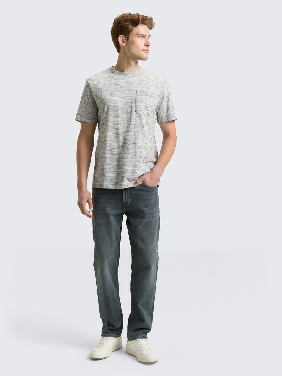 t-shirt in look mélange con taschino sul petto