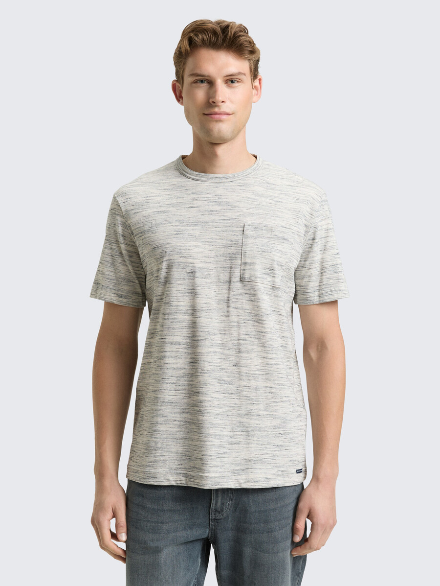 t-shirt in look mélange con taschino sul petto