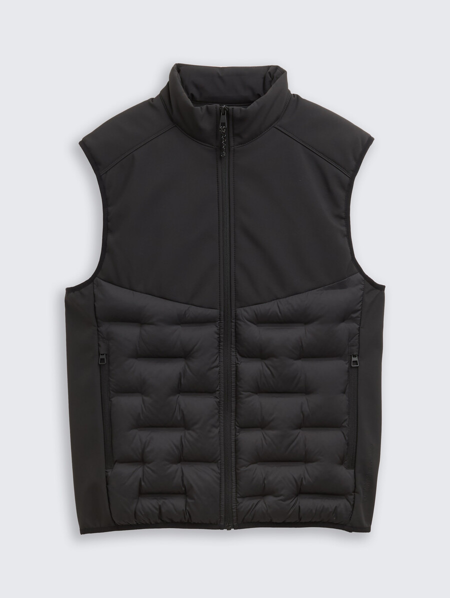 gilet trapuntato ibrido con collo alto